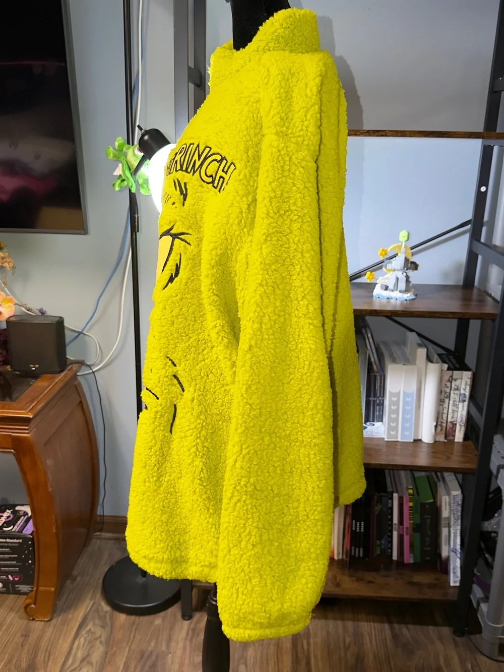 Yellow Green Grinch Fleece Pullover Turtleneck Sweater